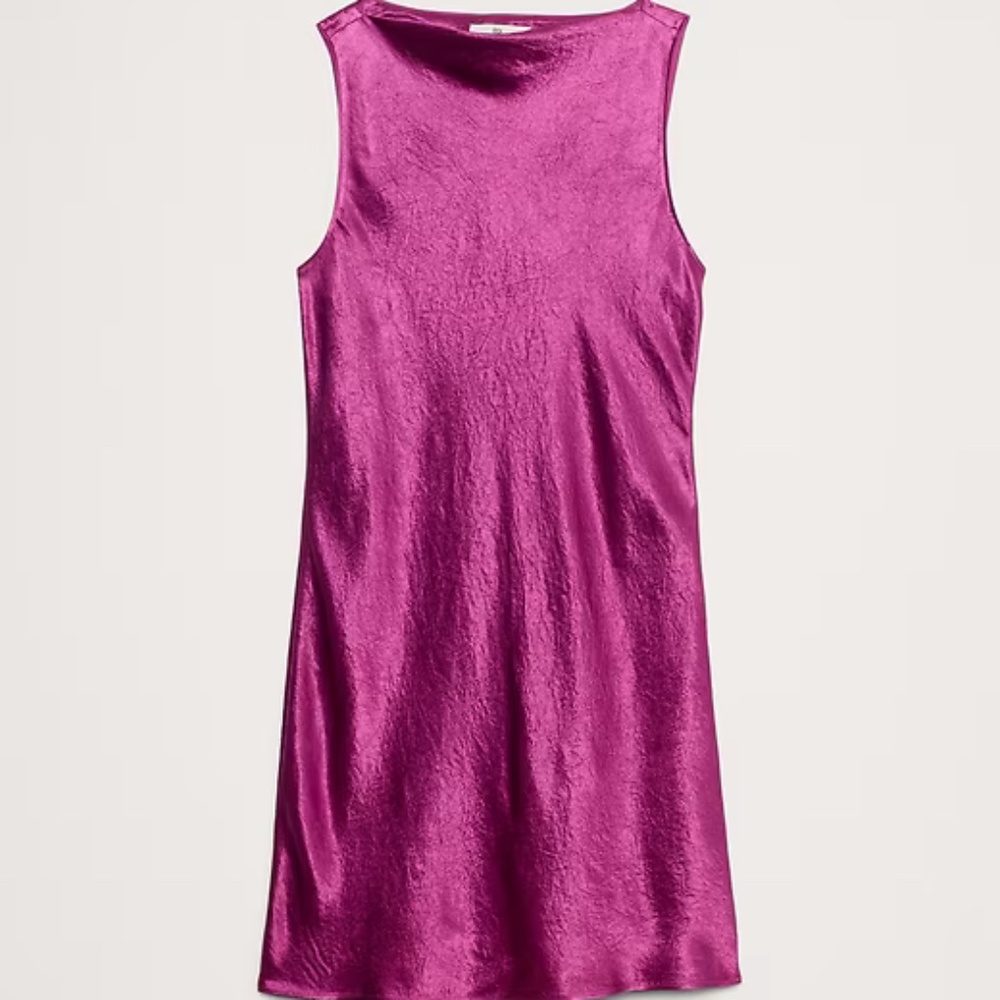 Banana Republic Crinkle-Satin Shift Dress - Size S TALL